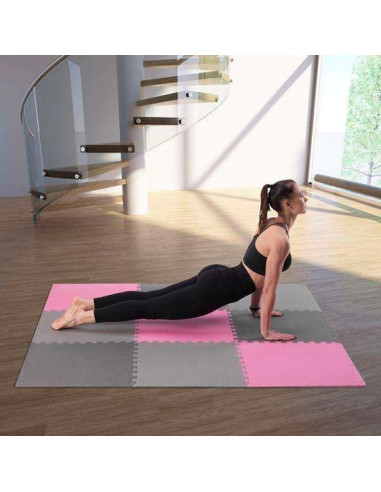 Mata puzzle multipack one fitness mp10 różowo-szare 9 elementów 10 mm