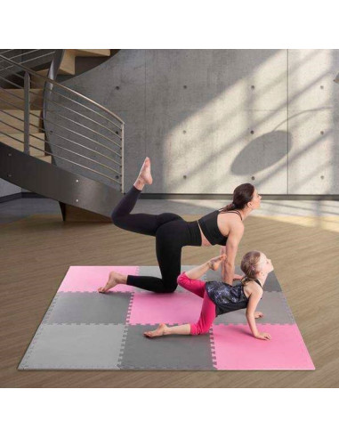 Mata puzzle multipack one fitness mp10 różowo-szare 9 elementów 10 mm