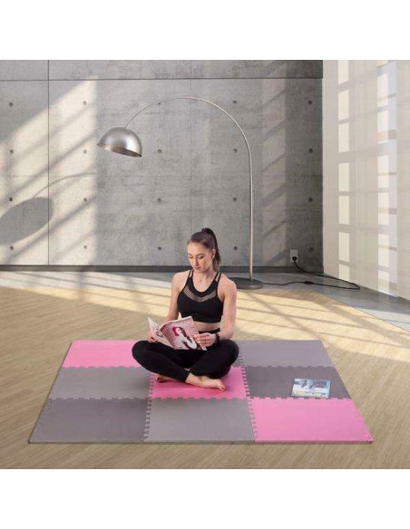 Mata puzzle multipack one fitness mp10 różowo-szare 9 elementów 10 mm