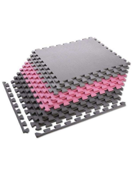 Mata puzzle multipack one fitness mp10 różowo-szare 9 elementów 10 mm