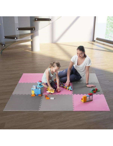 Mata puzzle multipack one fitness mp10 różowo-szare 9 elementów 10 mm