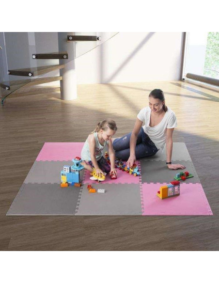 Mata puzzle multipack one fitness mp10 różowo-szare 9 elementów 10 mm
