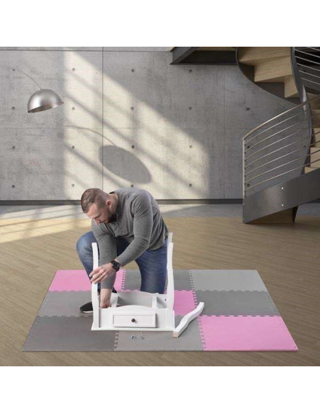 Mata puzzle multipack one fitness mp10 różowo-szare 9 elementów 10 mm