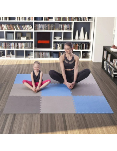 Mata puzzle multipack one fitness mp10 niebiesko-szare 9 elementów 10 mm