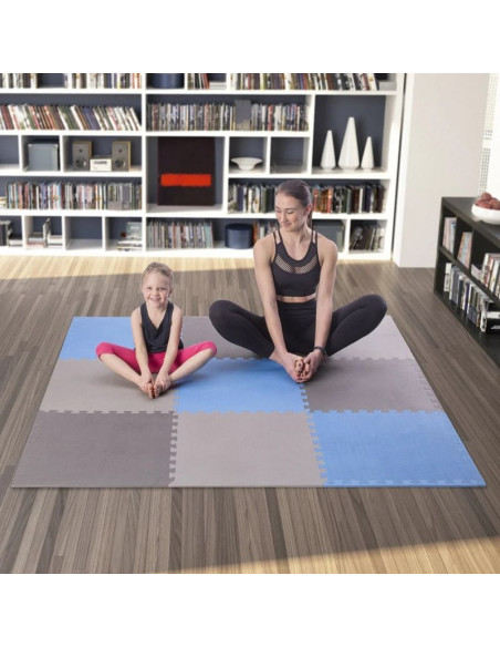 Mata puzzle multipack one fitness mp10 niebiesko-szare 9 elementów 10 mm