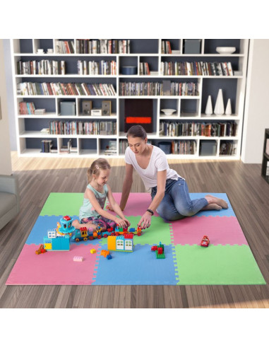 Mata puzzle multipack one fitness mp10 zielono-niebiesko-czerwone 9 elementów 10 mm