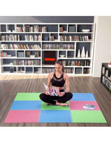 Mata puzzle multipack one fitness mp10 zielono-niebiesko-czerwone 9 elementów 10 mm