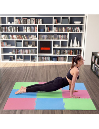 Mata puzzle multipack one fitness mp10 zielono-niebiesko-czerwone 9 elementów 10 mm