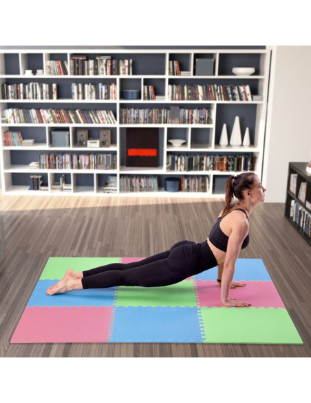 Mata puzzle multipack one fitness mp10 zielono-niebiesko-czerwone 9 elementów 10 mm