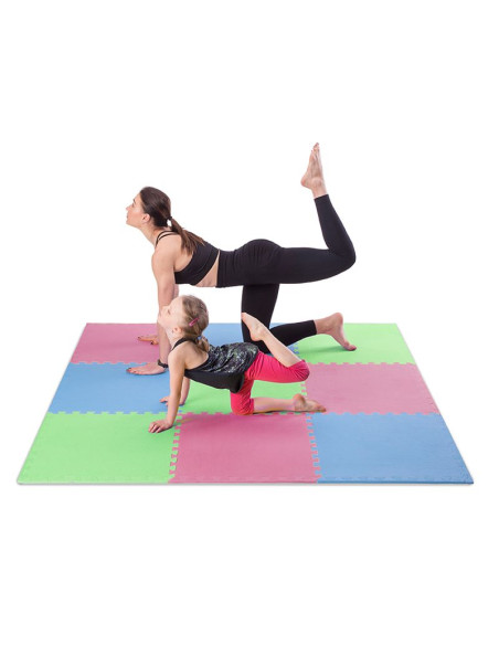 Mata puzzle multipack one fitness mp10 zielono-niebiesko-czerwone 9 elementów 10 mm