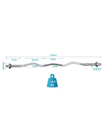Gryf lekko łamany 120cm enero fit fi28