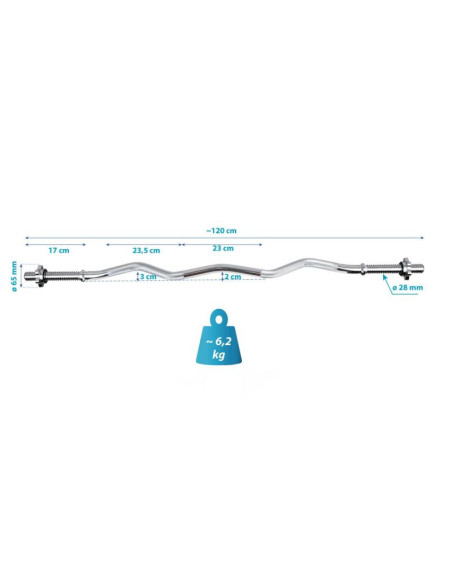 Gryf lekko łamany 120cm enero fit fi28