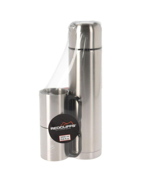 Termos turystyczny 1000ml z 2 kubkami srebrny