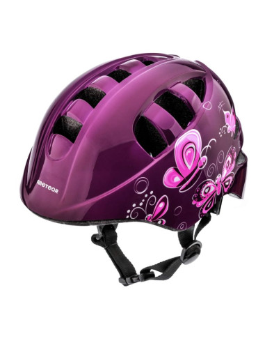 Kask rowerowy meteor ks08 pink butterflies 24900-24901