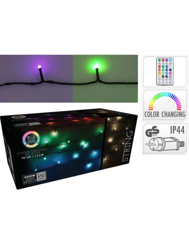 Lampki choinkowe łańcuch świetlny 96 led rgb z pilotem