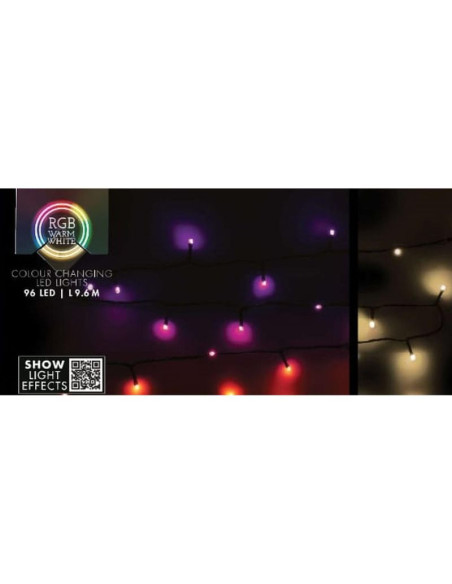 Lampki choinkowe łańcuch świetlny 96 led rgb z pilotem