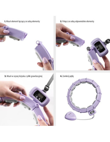 Hula hop hms hhm14 z magnesami, obciążnikiem i licznikiem fioletowy