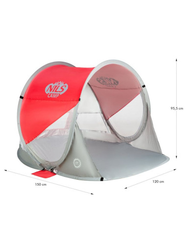 Namiot plażowy samorozkładający nils camp nc3142 czerwono-szary