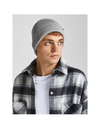 Jack & jones męska czapka zimowa czarna jacbrink beanie ln 12193386 light grey melange