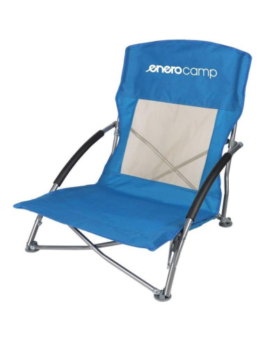 Fotel turystyczno plażowy z podłokietnikami 55x58x64cm składany niebieski