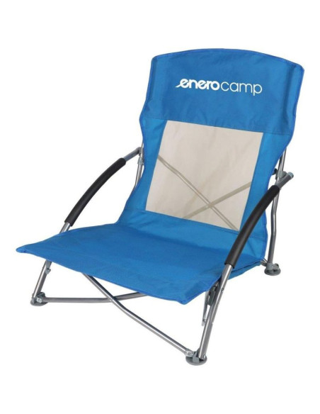 Fotel turystyczno plażowy z podłokietnikami 55x58x64cm składany niebieski