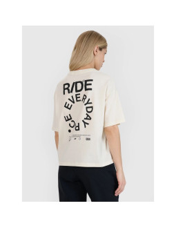 T-shirt oversize z nadrukiem damski 4f 4fwss25ttshf1993-11s