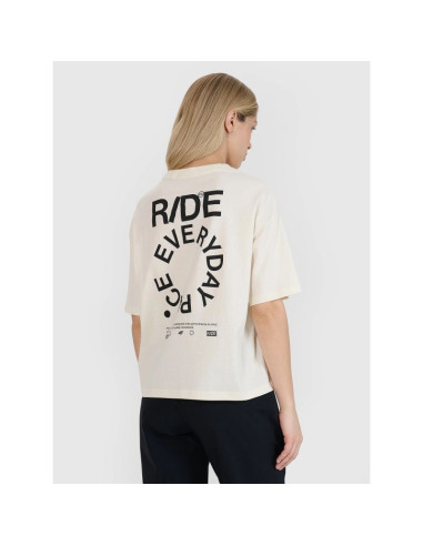 T-shirt oversize z nadrukiem damski 4f 4fwss25ttshf1993-11s