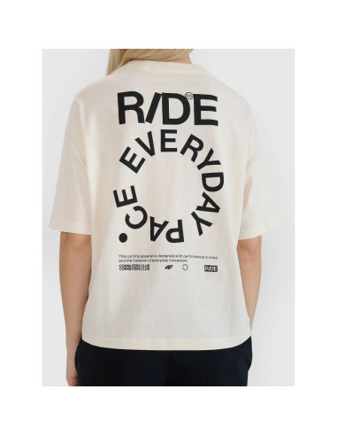 T-shirt oversize z nadrukiem damski 4f 4fwss25ttshf1993-11s