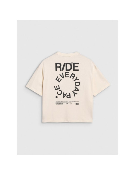 T-shirt oversize z nadrukiem damski 4f 4fwss25ttshf1993-11s