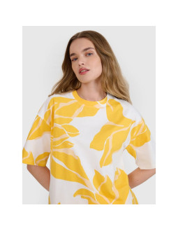 T-shirt oversize z nadrukiem damski 4f 4frss25ttshf2692-90a