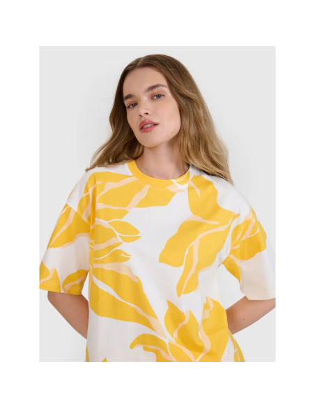 T-shirt oversize z nadrukiem damski 4f 4frss25ttshf2692-90a