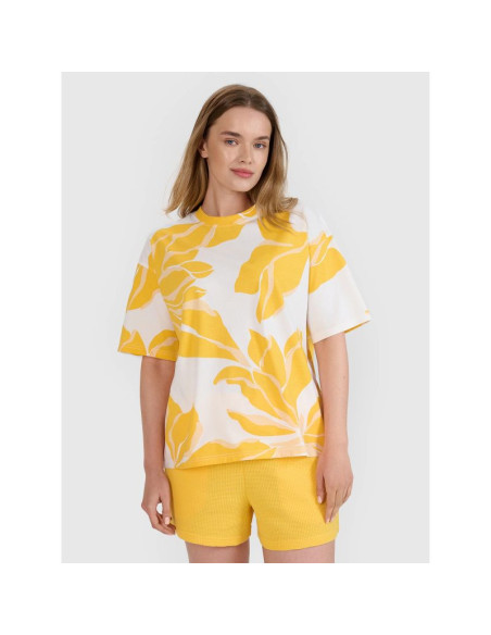 T-shirt oversize z nadrukiem damski 4f 4frss25ttshf2692-90a