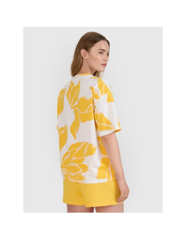 T-shirt oversize z nadrukiem damski 4f 4frss25ttshf2692-90a