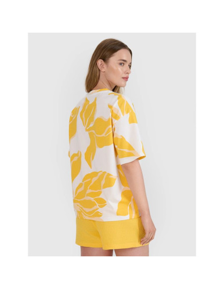 T-shirt oversize z nadrukiem damski 4f 4frss25ttshf2692-90a