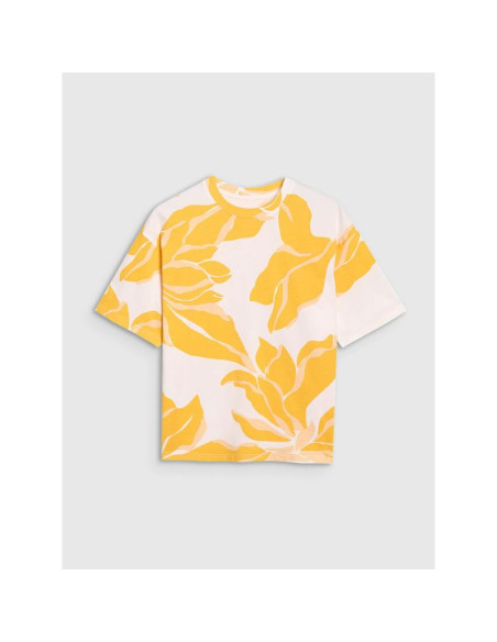 T-shirt oversize z nadrukiem damski 4f 4frss25ttshf2692-90a