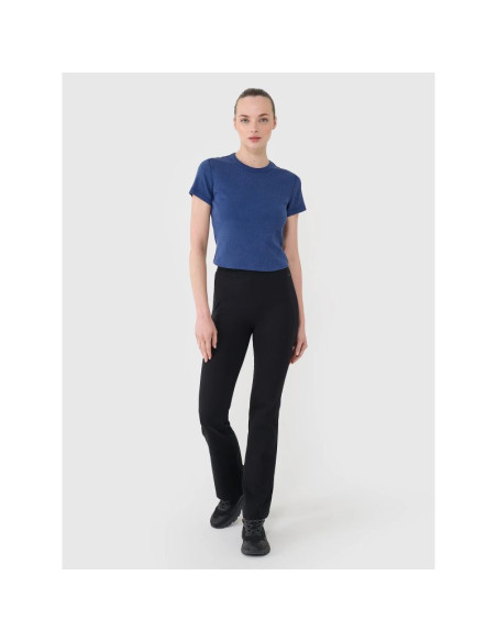 T-shirt slim z prążkowanej dzianiny damski 4f 4frss25ttshf2696-31s