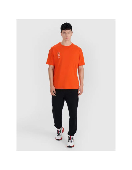 T-shirt oversize z nadrukiem męski 4f 4frss25ttshm2652-70s