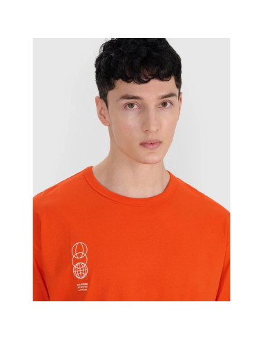 T-shirt oversize z nadrukiem męski 4f 4frss25ttshm2652-70s