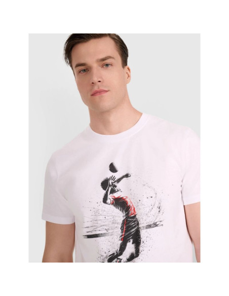 T-shirt regular z nadrukiem siatkarskim męski 4f 4fraw25ttshm3318-10s