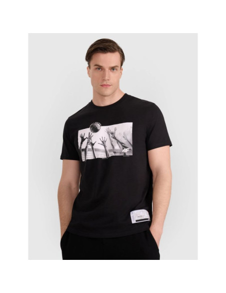 T-shirt regular z nadrukiem siatkarskim męski 4f 4fraw25ttshm3319-20s