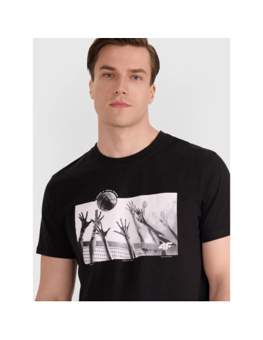 T-shirt regular z nadrukiem siatkarskim męski 4f 4fraw25ttshm3319-20s