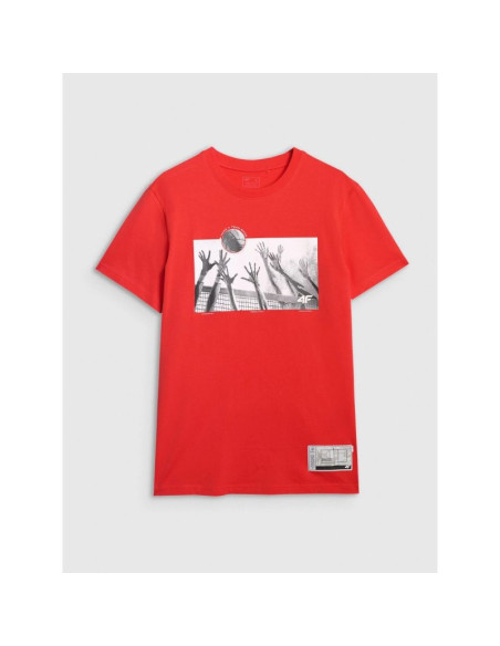 T-shirt regular z nadrukiem siatkarskim męski 4f 4fraw25ttshm3319-62s