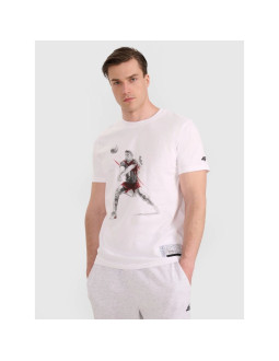 T-shirt regular z nadrukiem siatkarskim męski 4f 4fraw25ttshm3237-10s