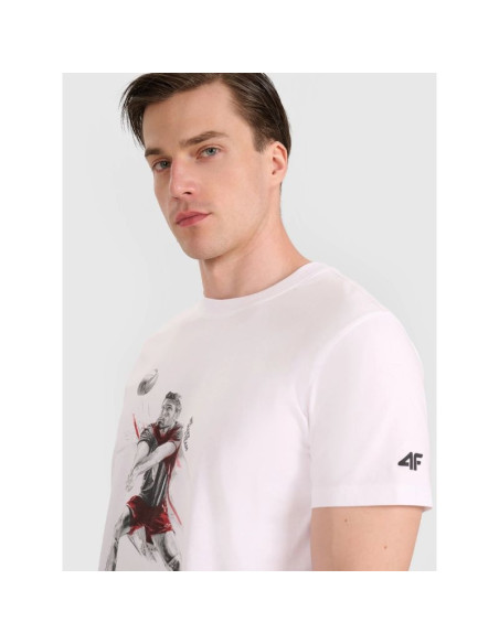 T-shirt regular z nadrukiem siatkarskim męski 4f 4fraw25ttshm3237-10s