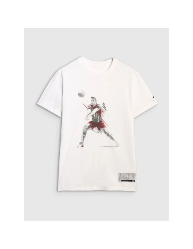 T-shirt regular z nadrukiem siatkarskim męski 4f 4fraw25ttshm3237-10s