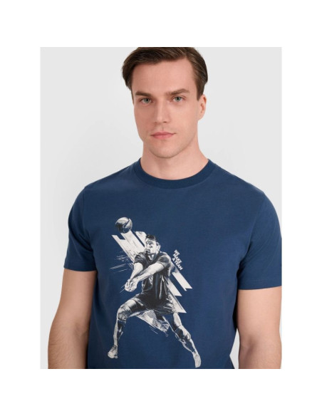 T-shirt regular z nadrukiem siatkarskim męski 4f 4fraw25ttshm3237-46s