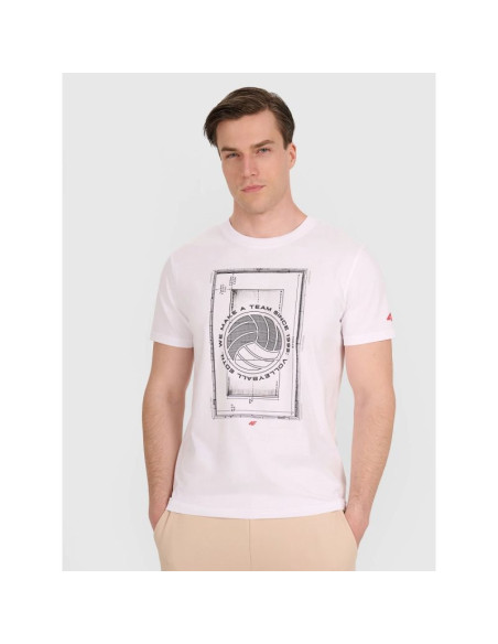 T-shirt regular z nadrukiem siatkarskim męski 4f 4fraw25ttshm3236-10s