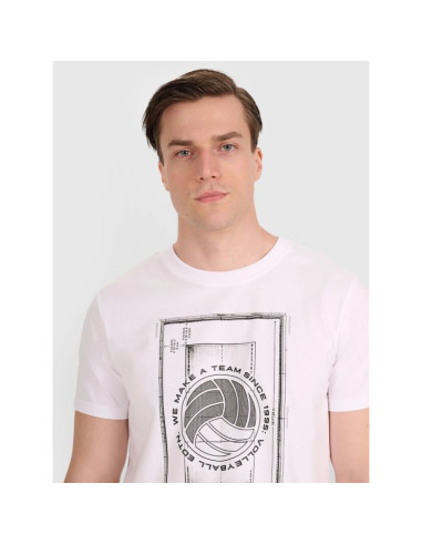 T-shirt regular z nadrukiem siatkarskim męski 4f 4fraw25ttshm3236-10s