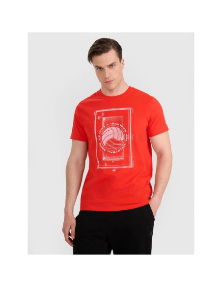 T-shirt regular z nadrukiem siatkarskim męski 4f 4fraw25ttshm3236-62s