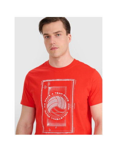 T-shirt regular z nadrukiem siatkarskim męski 4f 4fraw25ttshm3236-62s